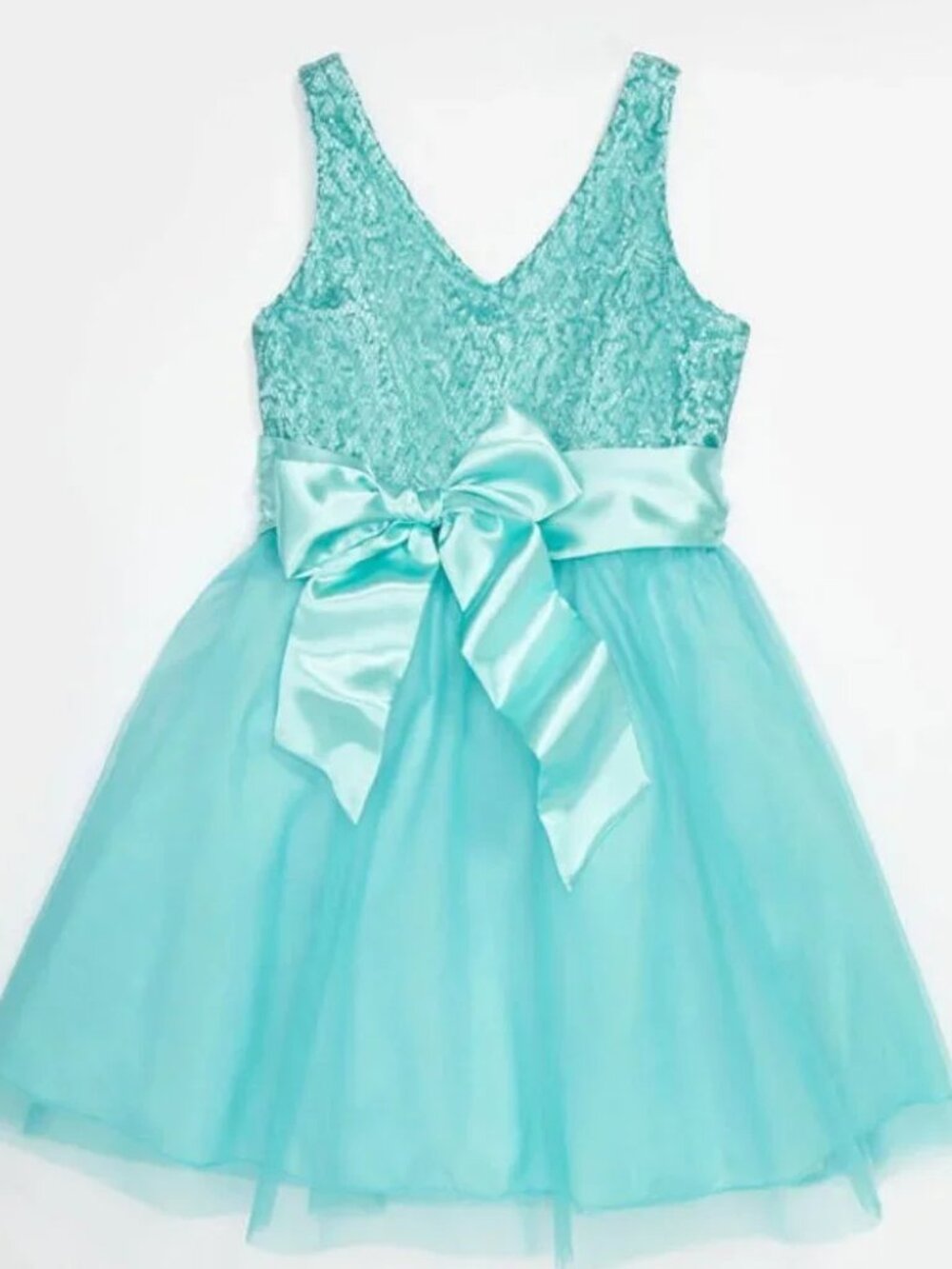 NWT Un Deux Trois Teal Tulle Dress Girls Size 12 - Picture 3 of 7